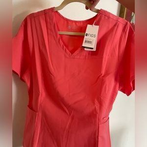 Coral Figs Scrub top